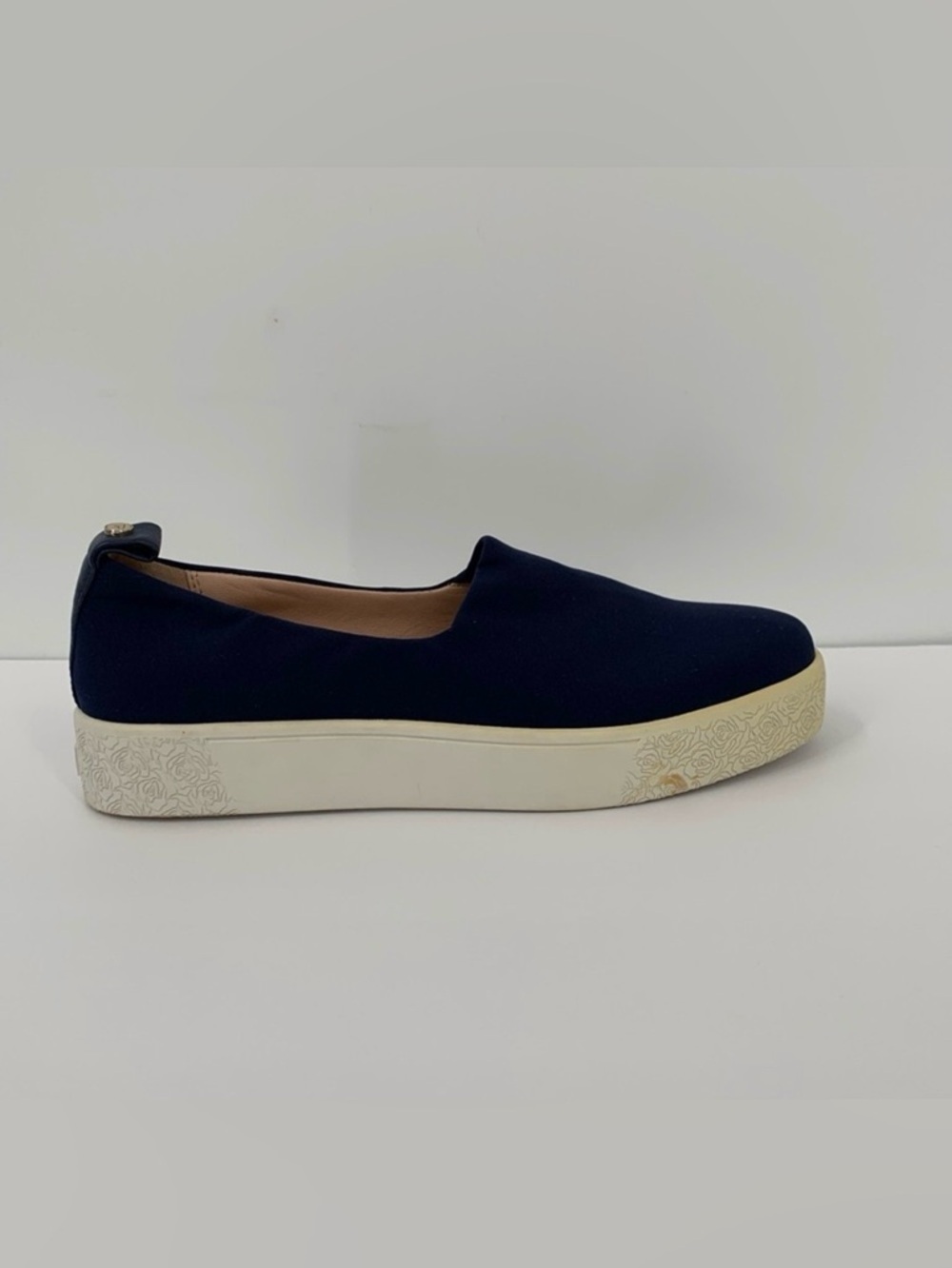 Taryn Rose Gwen stretch sneakers shoe navy blue elastic platform women 6.5